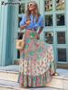 Floral Print Midi Skirt Women Summer Casual Vacation Maxi Dress