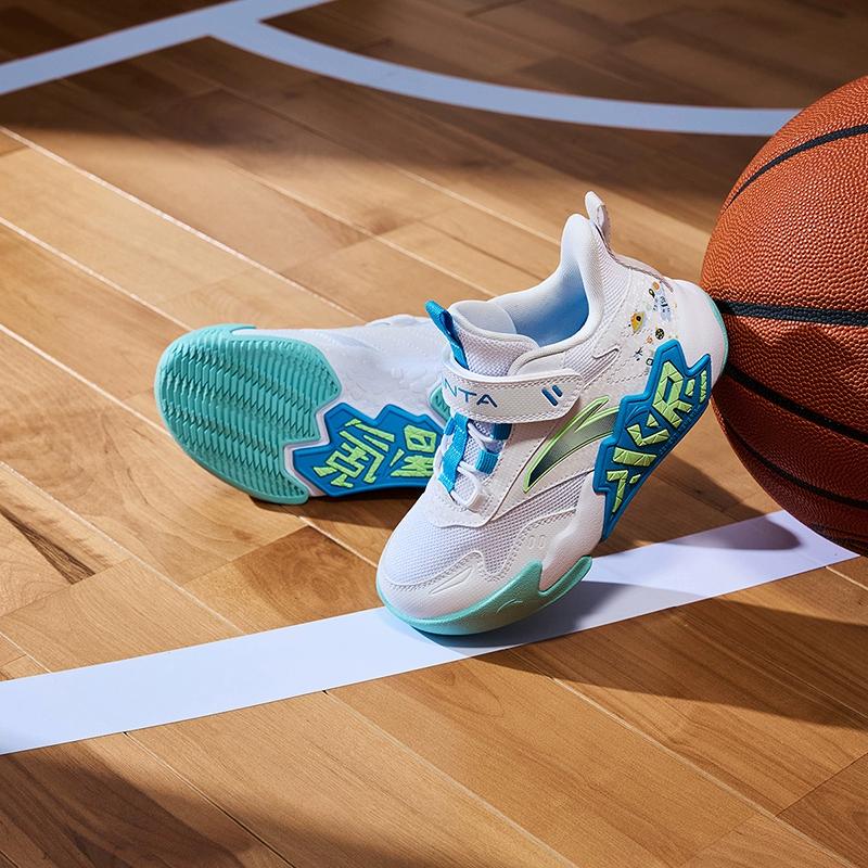 Anta Kids Cement Nemesis Synthetic Leather Fabric Comfortable Fashion Non-Slip Wear-Resistant Breathable Low-Top Basketball Shoes A12439902-1
