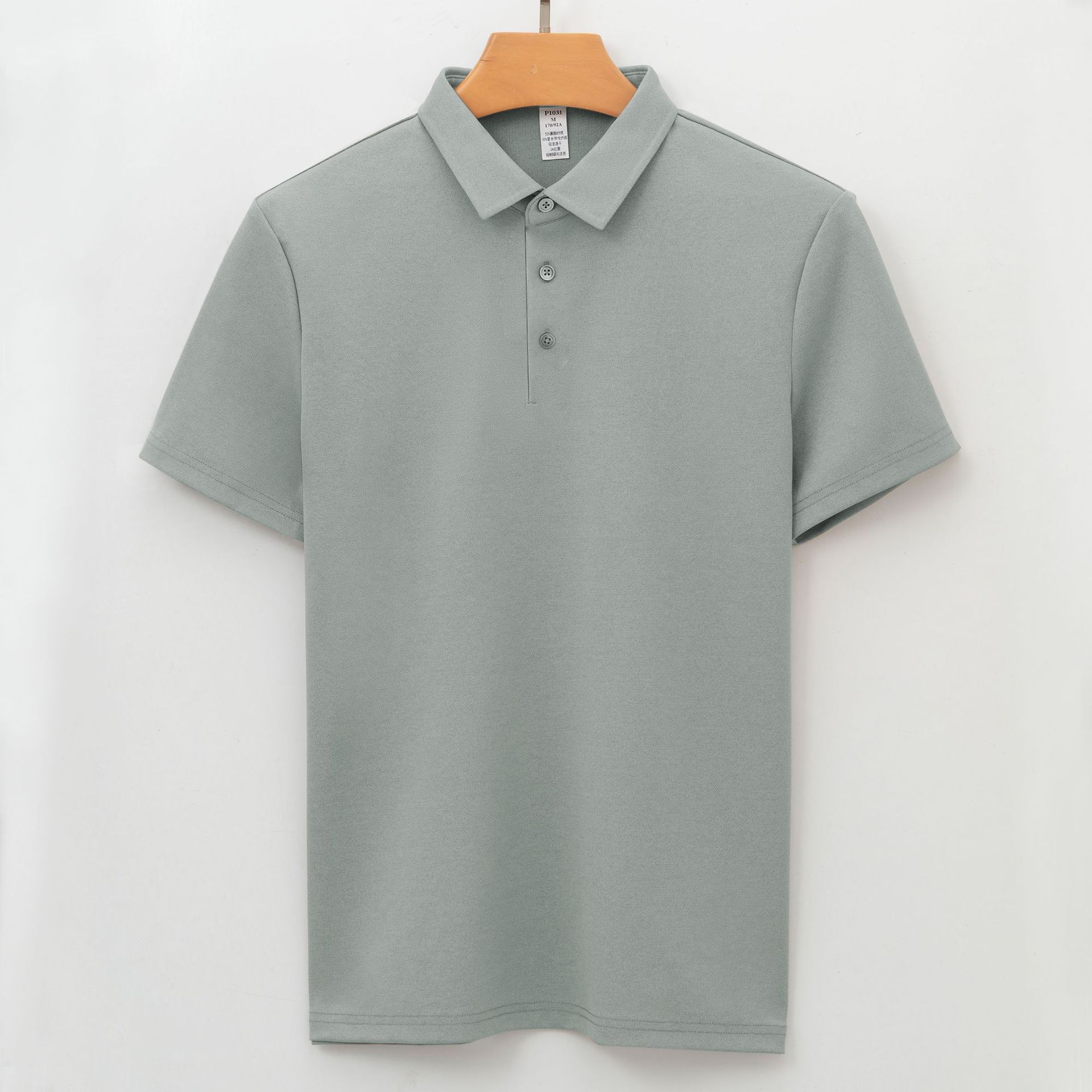 

Sports Moisture-wicking Quick-dry Wrinkle-free Shirt-collar Short-sleeve Antibacterial Cool T-shirt Minimalist Lightweight Breathable T-shirt 4XL сірий