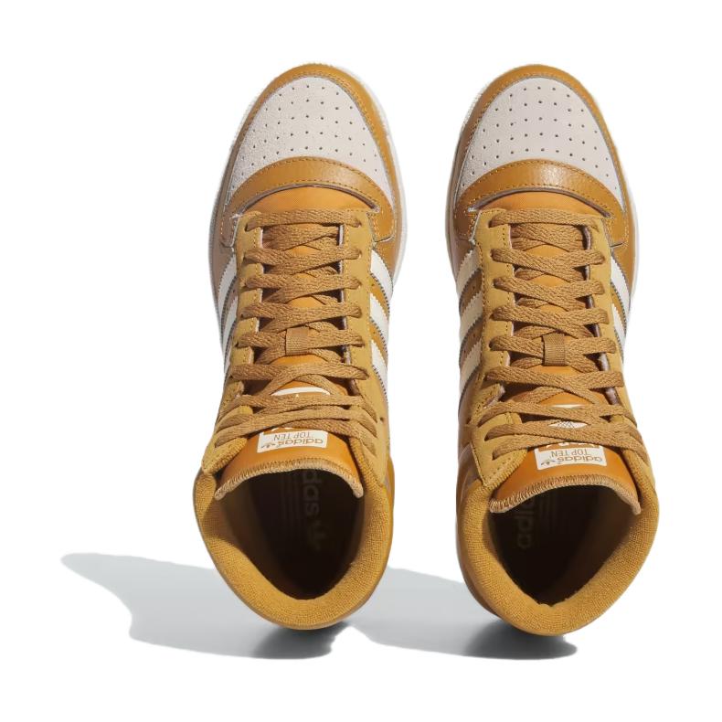 Adidas Originals Top Ten Synthetic Leather Comfortable Durable High-Top Kids Sneakers Kids Sneakers Yellow White IF2707