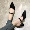 Fashion Summer New Fashion Pointed Toe Fashion Two-wear Comfortable Sandals Thick Heel Sexy Elegant Fashion Slippers