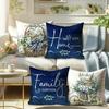 4Pcs Home Family Gather Blessed Printed Pillow Cover Polyester Cushion Case 2D Flat Printing Pillowcase Farmhouse Rustic Charm