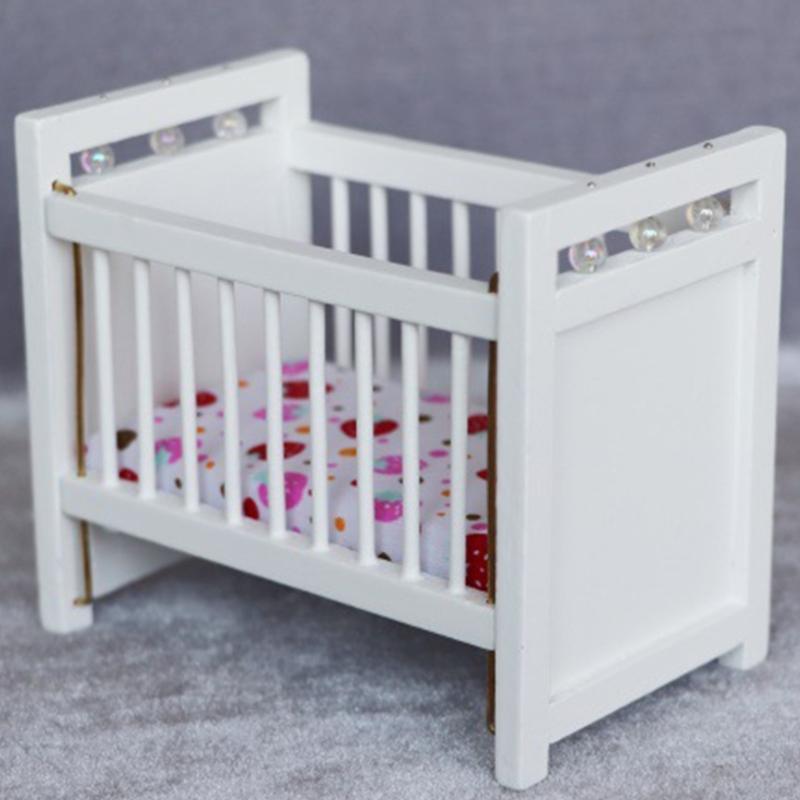 Realistic Crib Model Wood Crib Dollhouses Realistic Mini Size Collection Toy