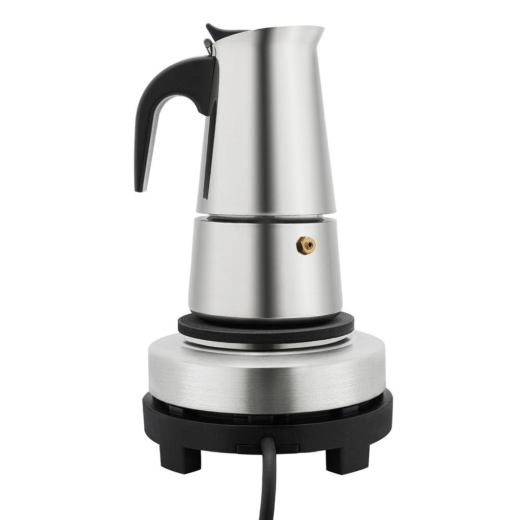 Moka Pot Stainless Steel Coffee Pot Stovetop Espresso Maker Percolator Italian Coffee Maker 200ml/7oz/4 Cup W/Electric Stove