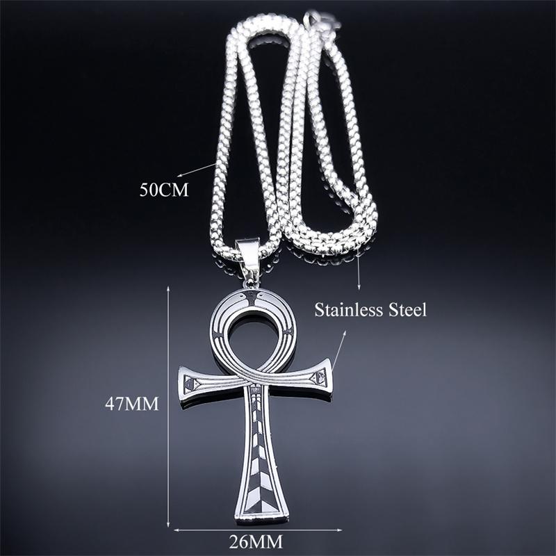 Egypt Ankh Cross Key of Life Pendant Necklace for Women Men Stainless Steel Amulet Egyptian Chain Necklace Jewelry Cruz Egipcia