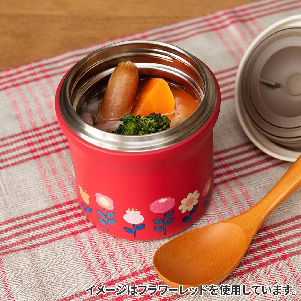 Tenma Vacuum Insulated Lunch Flower 10cm Diameter x Opening Diameter x 15cm Height Dishwasher-Safe Jar, Portable, Red, 8.1cm