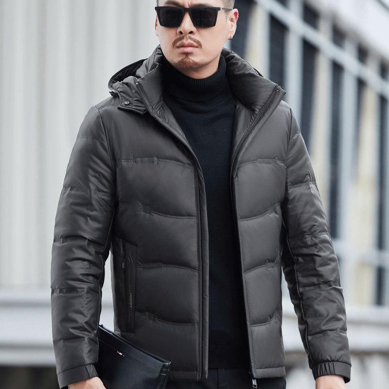 

Genuine Leather Windproof Down Jacket for Middle-aged Men White Duck Down Genuine Leather Sheepskin Down Lapel Warm Dad Jacket 4XL