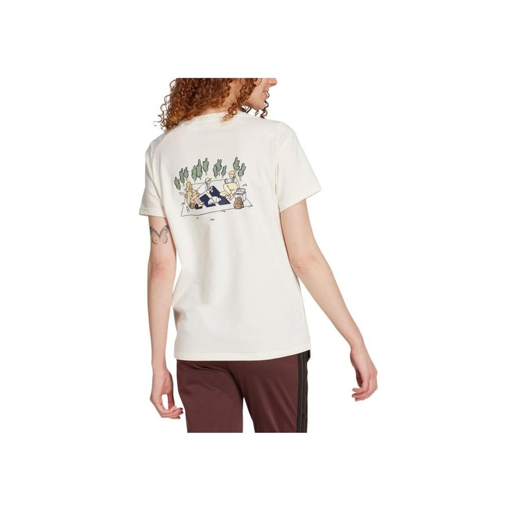 Adidas Sportswear Codes Doodle Camp Crew Neck Casual Short Sleeve T-Shirt Women Tops Han-Jade-White JX5322