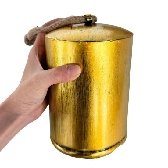 Christmas Column Bell Metal Texture Design Gradient Size Arrangement Natural Hemp Rope Lanyard Retro