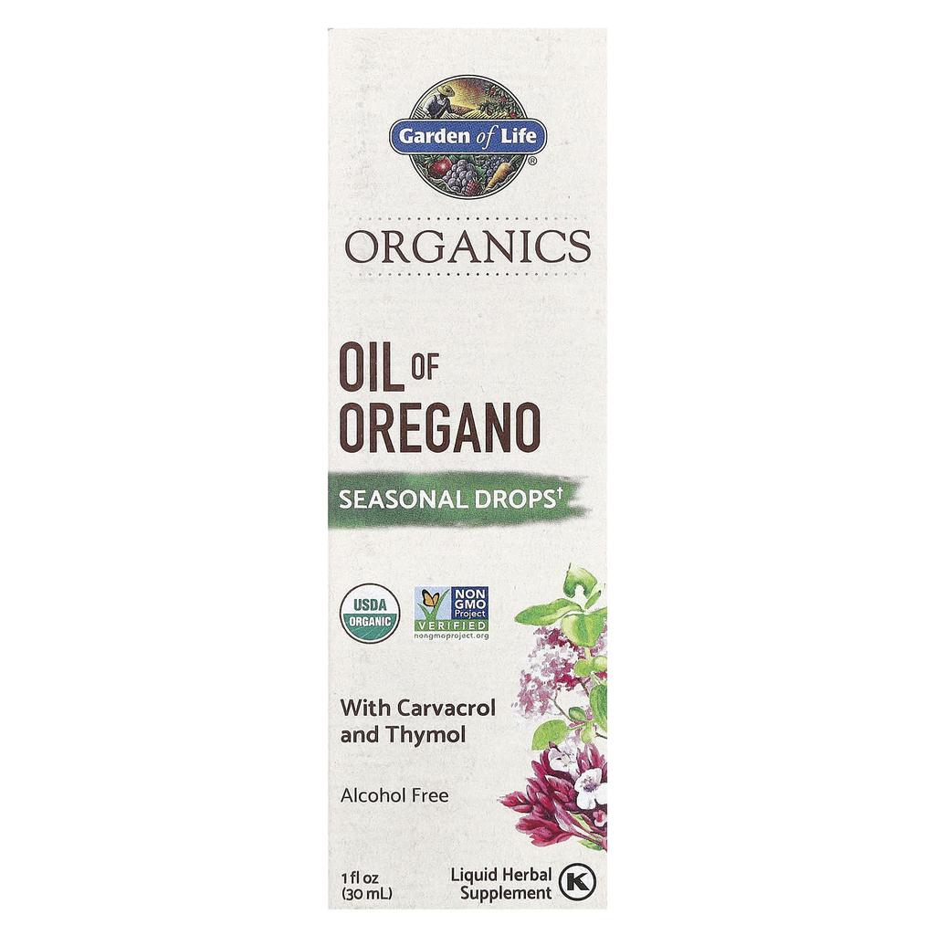 Organics, Oil of Oregano, Seasonal Drops, Alcohol Free, 30 Ml (1 Fl Oz)
