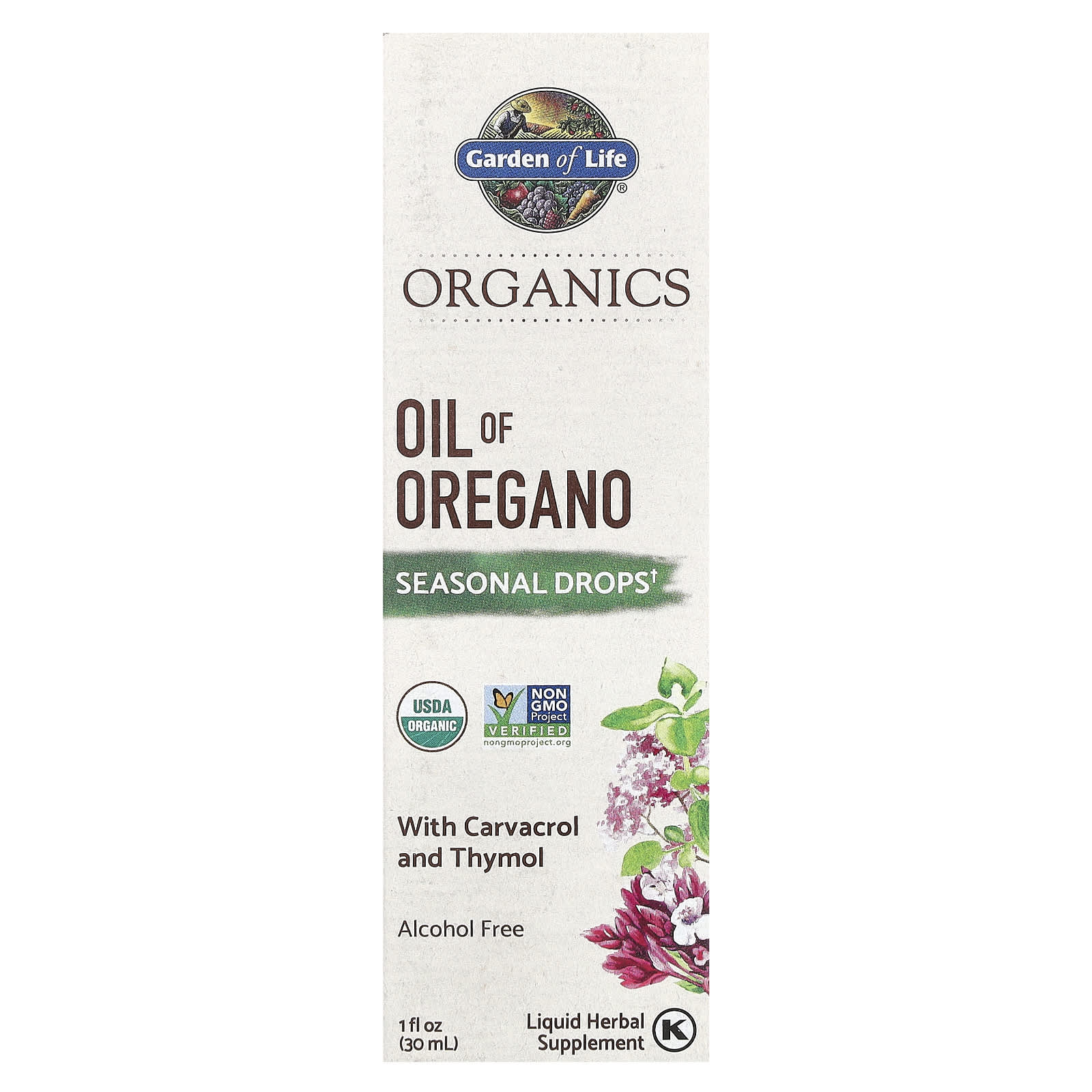 

Organics, Oil of Oregano, Seasonal Drops, Alcohol Free, 30 Ml (1 Fl Oz)