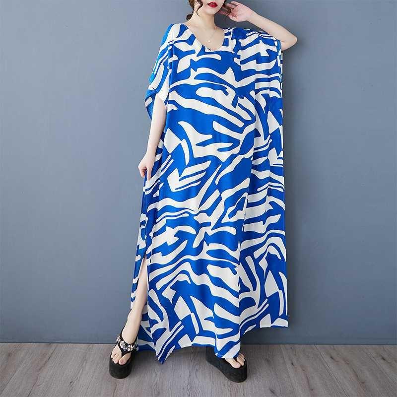 Bohemian Casual Vacation Skirt Summer Neck Middle-aged and Elderly Mother Outfit Loungewear Inner Nightdress
