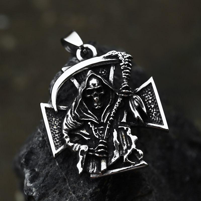 

BEIER 2023 New Creative Design Skull Cross Devil Knife The Grim Reaper Pendant Stainless Steel Retro Gothic Jewelry Gift