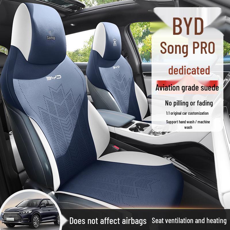 BYD Song PRO Car Seat Cushion, All-Season Suede Saddle Pad with Lumbar Support