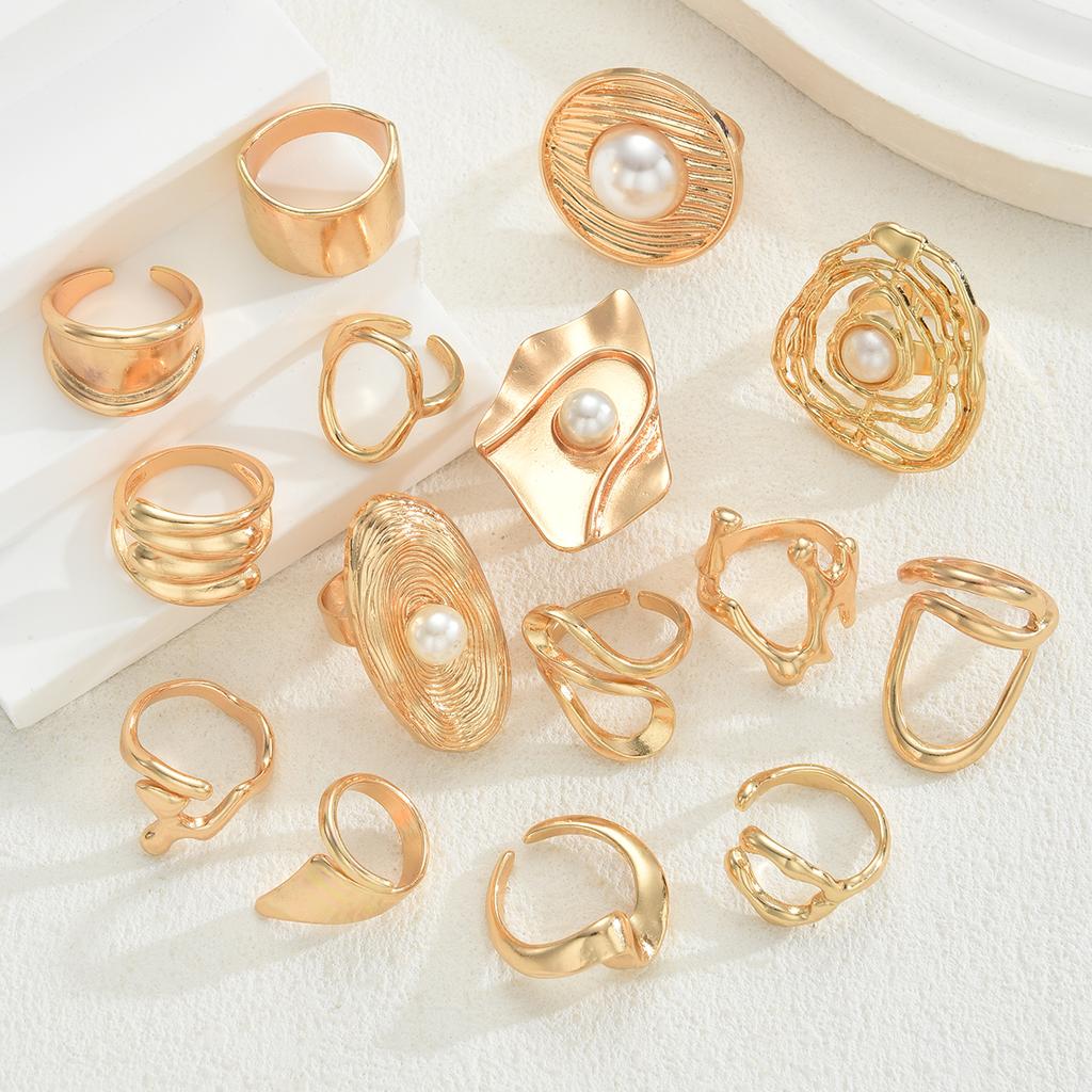 iF ME 15 Pcs Lava Line Flower Ring Set Fashion Women Dainty Jewelry For Daily Wear Party Wedding Birthday Christmas Gift.