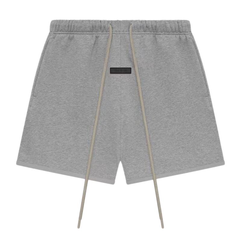 Essentials Mid-Waist Leather Label Fleece Casual Shorts