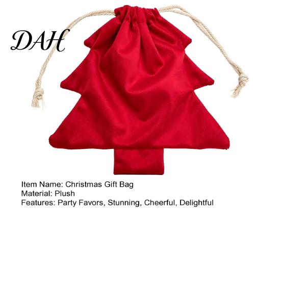 Plush Christmas Tree Ornaments Drawstring Presents Bag, Reusable Wrapping Pouch, Countdown Blind Bags Shaped Holiday Favors Bag for Candy, Goody,