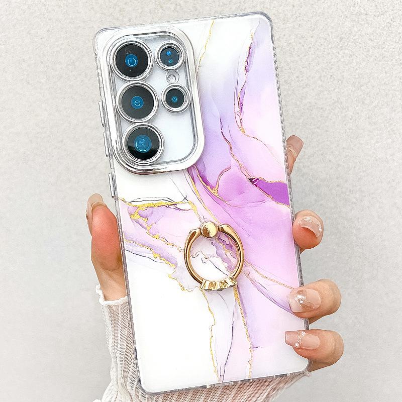Suitable for Samsung S25 Mobile Phone Case Double Layer IMD Electroplated Marble S24plus Ring A16 Mobile Phone Case
