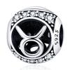 Copper Plate 12 Constellation Round Zircon Charms Beads Fit Panoriginal Bracelets Fine Diy Birthday Jewelry Gifts
