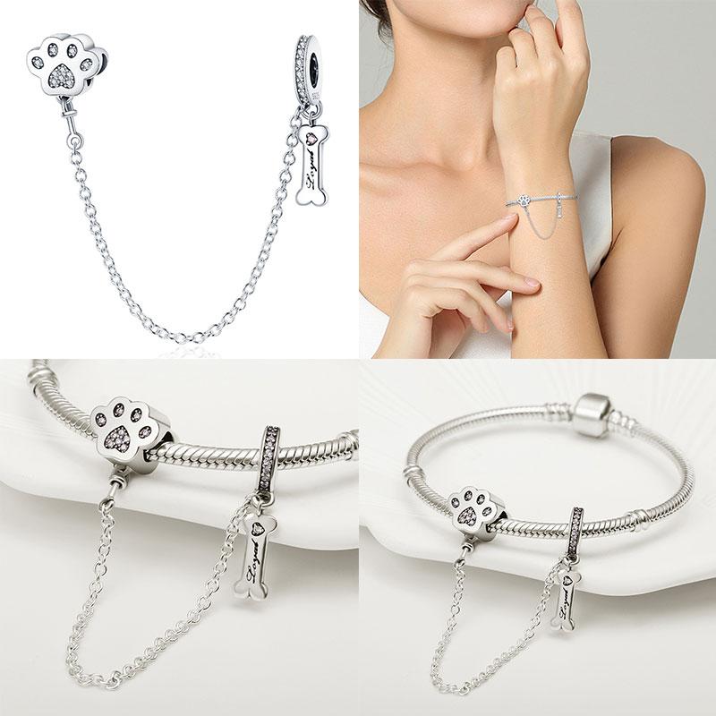 Genuine Copper Cute Claw Bone Maple Leaf Safety Chain Fit Original Bracelets Diy Jewelry Item Producing For Women Present