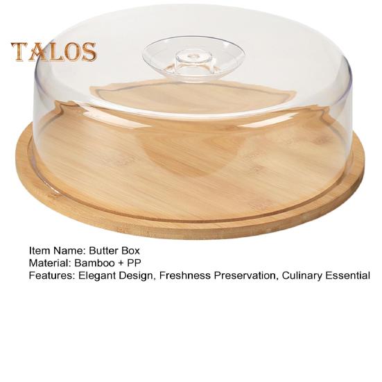 Bambusová mísa na máslo s víkem Talíř na dortový server Velký držák na mini dortové talíře Kuchyňská úložná nádoba Krabice na sýrové desky Talíře na máslo