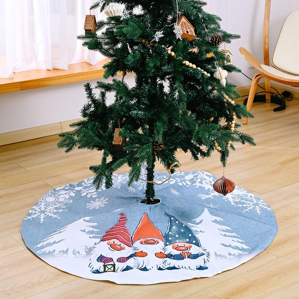 Vibrant Forest Santa Snowflake Christmas Tree Skirt For Festive Holiday Decor