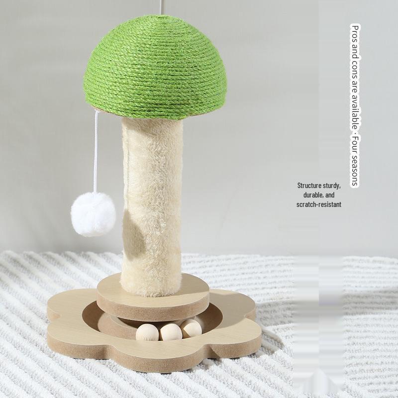 Mushroom Cat Scratching Post & Teaser Toy Set
