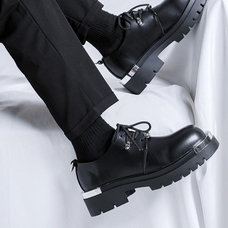 Fashion Men's Big Head Leather Shoes Casual Retro Platform Derby Shoes Trendy Street Outdoor Comfortable Versatile Leather Shoes for Man
