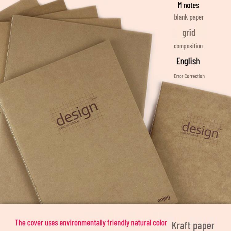 Slim Kraft Paper Notebooks - A4/A5 Lined & Blank, B5 Grid, for Students