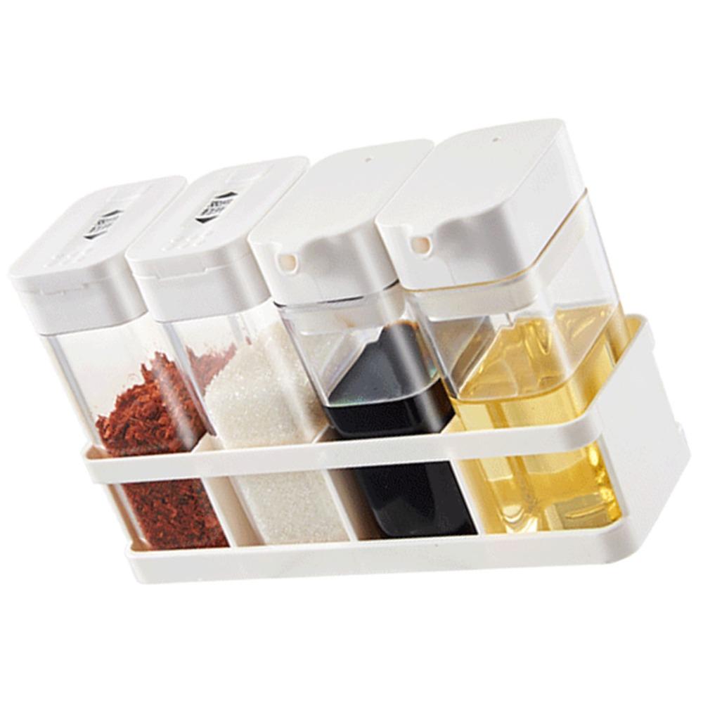 4 Grid Seasoning Jars Set Plastic Oil Jars Practical Seasoning Box Home Use
