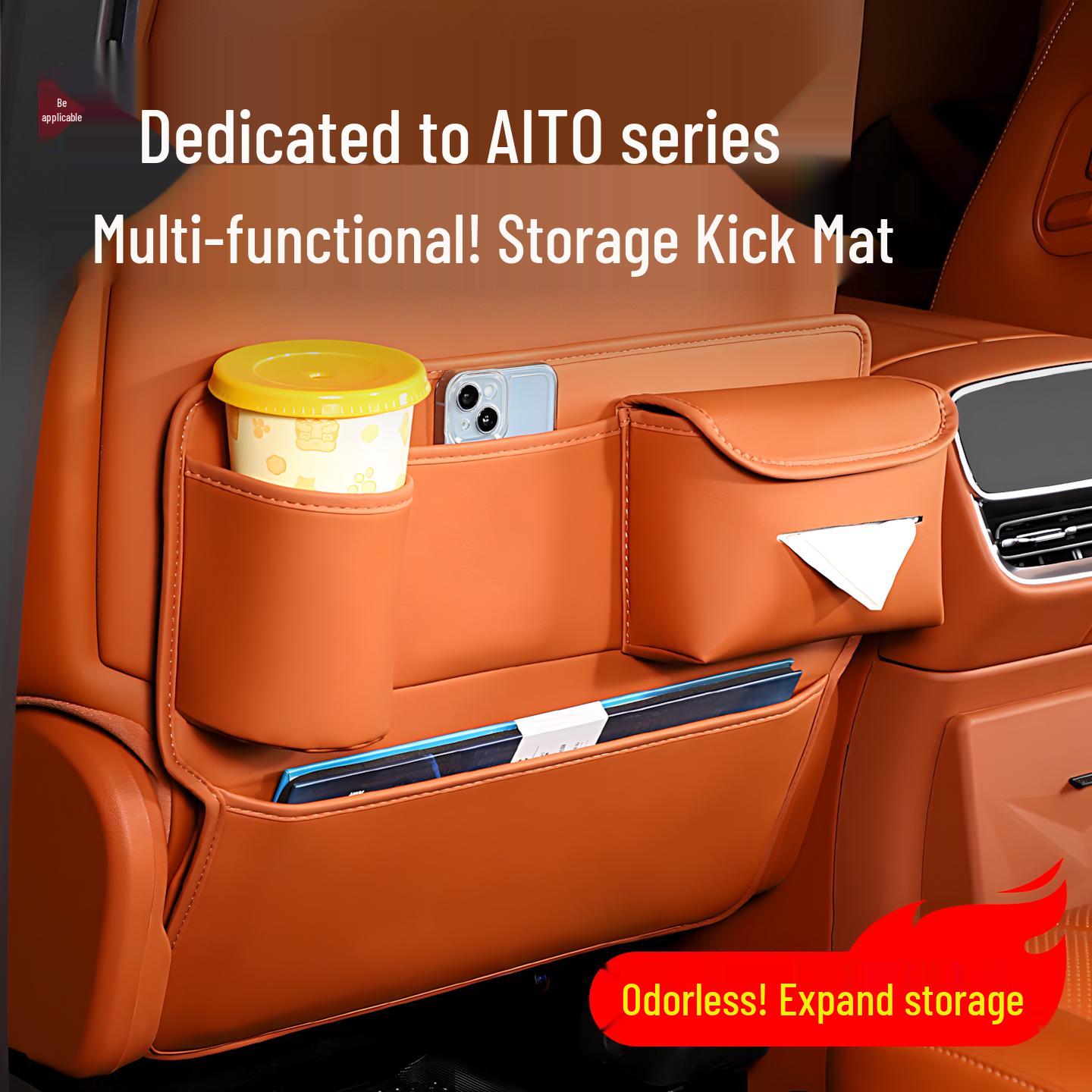 AITO M7/M8/M9 Rear Seat Kick Mats - Wear-Resistant, Dirt-Proof Leather Interior Accessories
