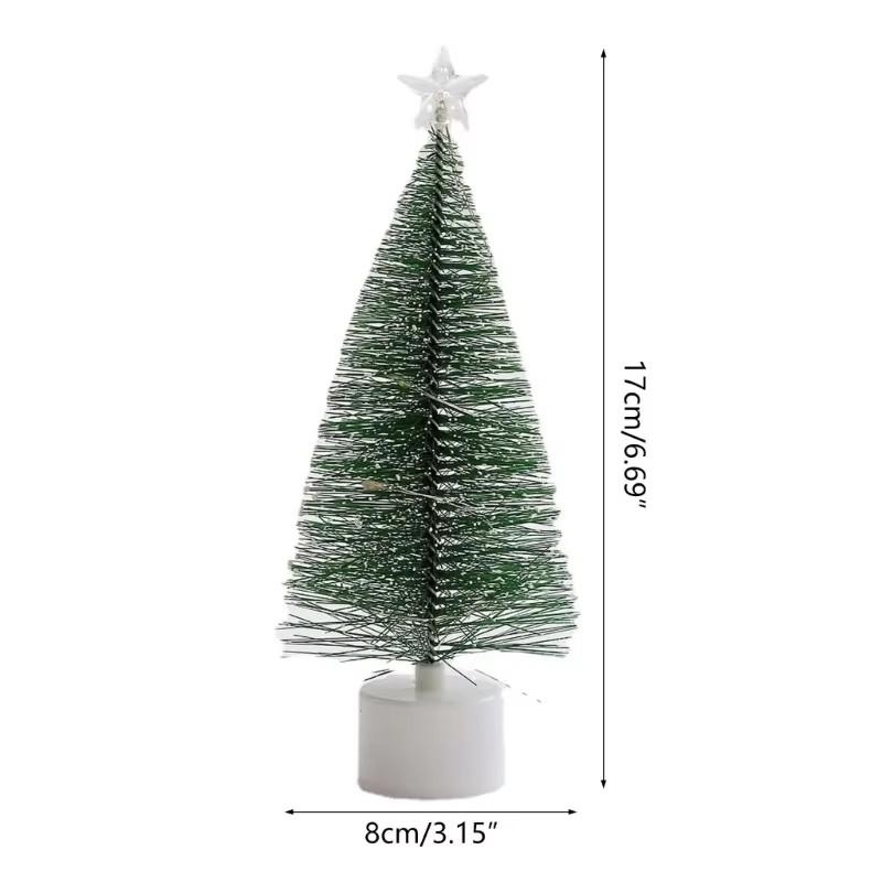 Mini Christmas Tree with Sparkling Lights Star Tree Topper Desktop Decoration for Xmas Home Festive Party Holiday Ornament