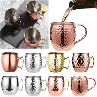 Eleganter Moscow Mule Becher Edelstahl Kupferplattiert Cocktailbecher Ideal für Bier Wein und Kaltgetränke Partys Geschenke