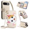 Cute Cat Crossbody Long Lanyard Flip Wallet Leather Case for Google Pixel 11 Pro XL 10Pro 9a 8a 7a 6a Shockproof Stand Cover