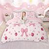 Homewish Girls Bow Knot Duvet Cover Set Kawaii Polka Dots Comforter Cover Set Princess Bowtie Ribbon Bed Set
