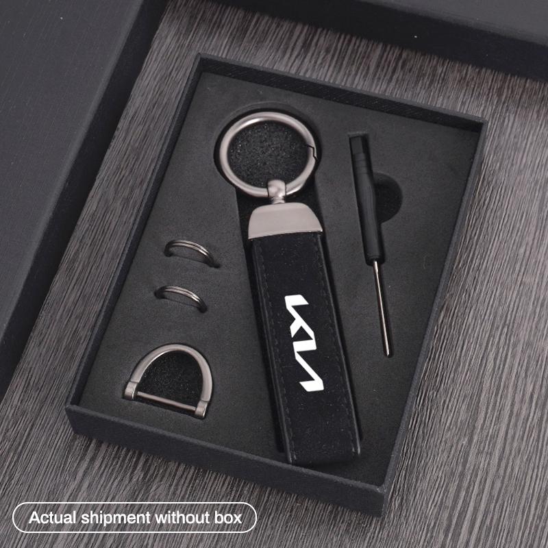 NAQF7 Wildleder Leder Auto Schlüsselanhänger Schlüsselhalter Kette Anhänger Ring für KIA sportage ceed sorento cerato optima picanto rio soul k5 stonic