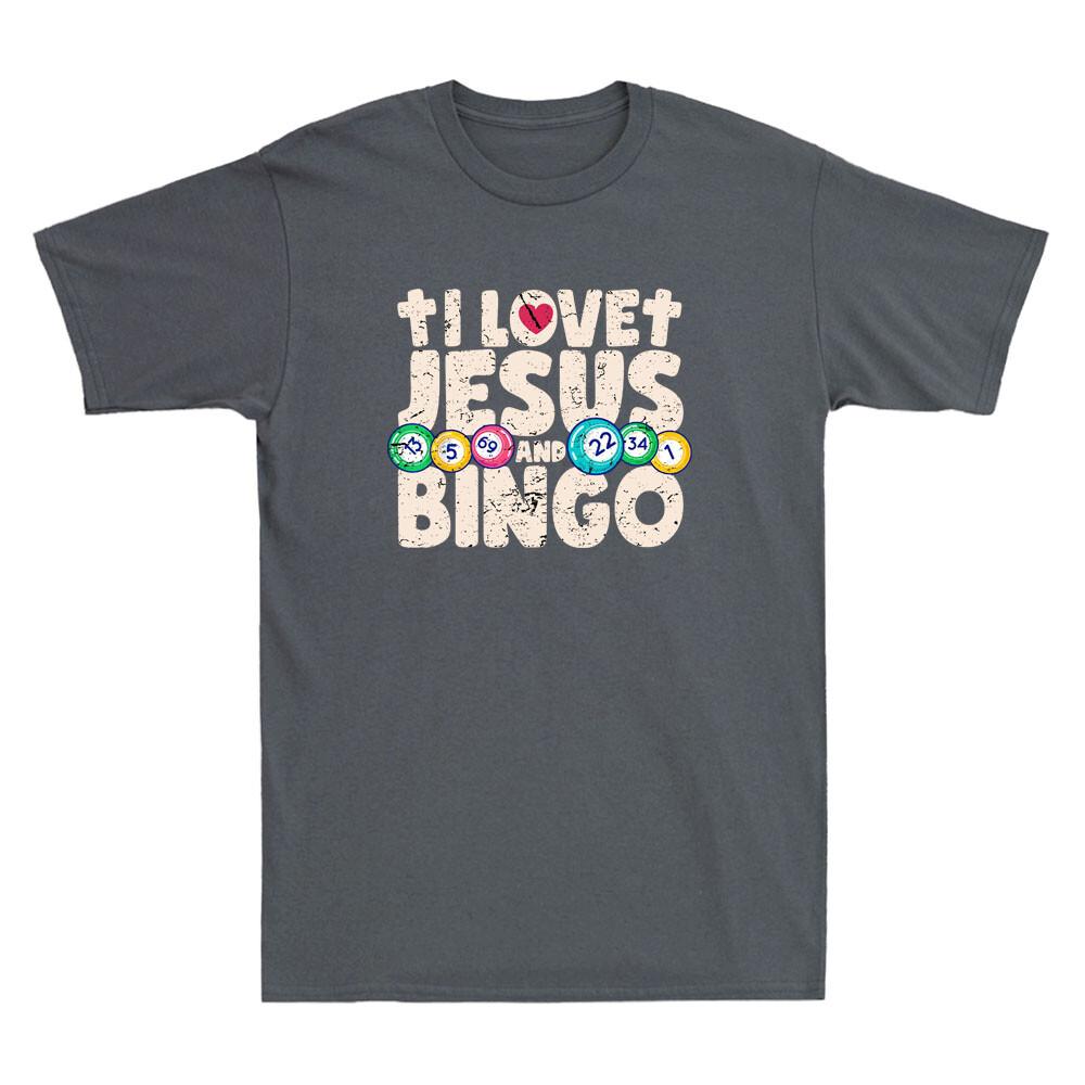 I Love Jesus And Bingo Funny Christian Cross Board Games Vintage Men s T-Shirt L