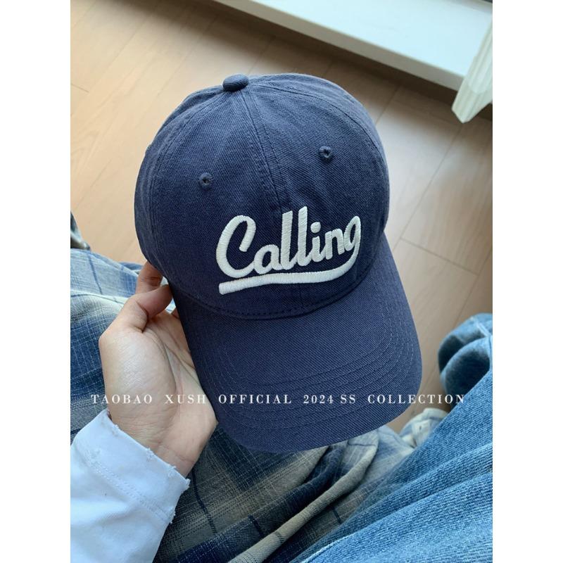 

Women s Korean New Letter Embroidered Baseball Cap American Retro Big Head Circumference Showing Small Deep Top Baseball Cap Men Adjustable