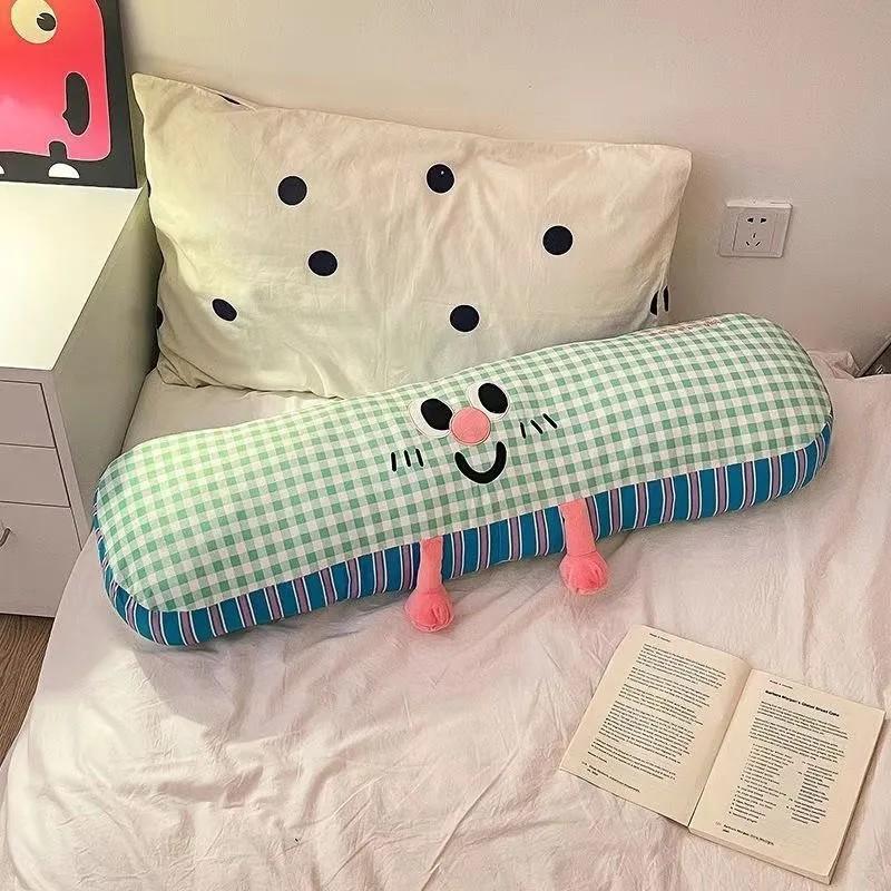 Leg Clamp Side Sleeping Pillow 1PC Long Grid Soft Fluffy Sleeping Pillow Non-Deform for Home Bed Relaxation Use