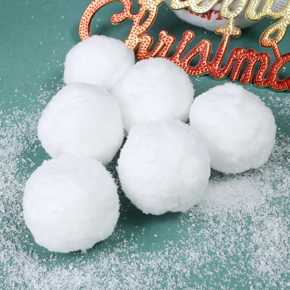 Snow Ball White Fur Pompom Toy Balls Children Kids Playing Toys Winter Outdoor Frolic Snowballs Christmas Xmas Tree Decoration