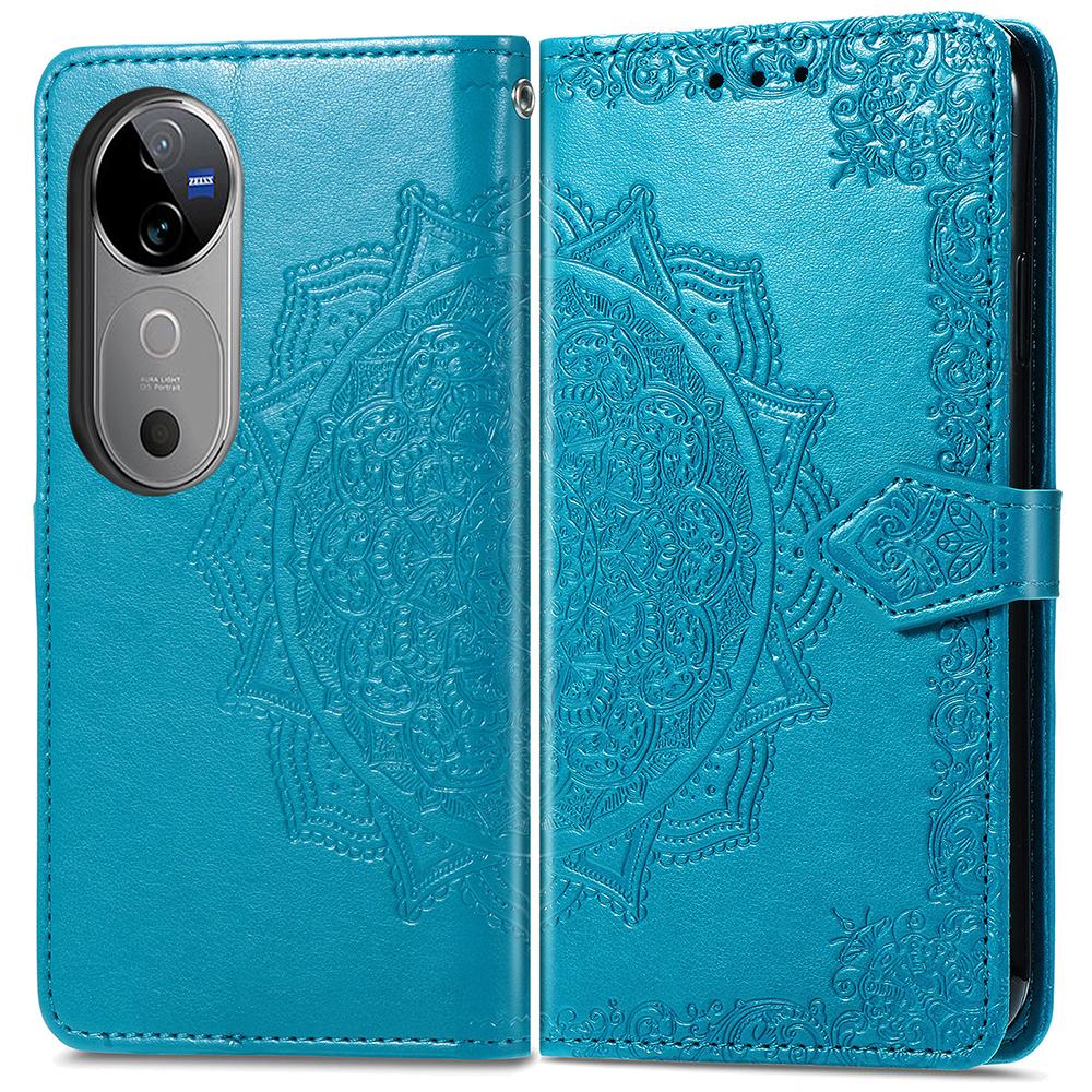 Pro vivo V40 5G Pouzdro Mandala Reliéfní Design Kožená Peněženka Kryt na Telefon
