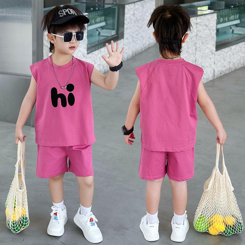 Boys' Summer Vest Set, Children's Summer Sleeveless Thin Style Children's Clothing, Fashionable and Stylish Summer Wear 2026 New Item