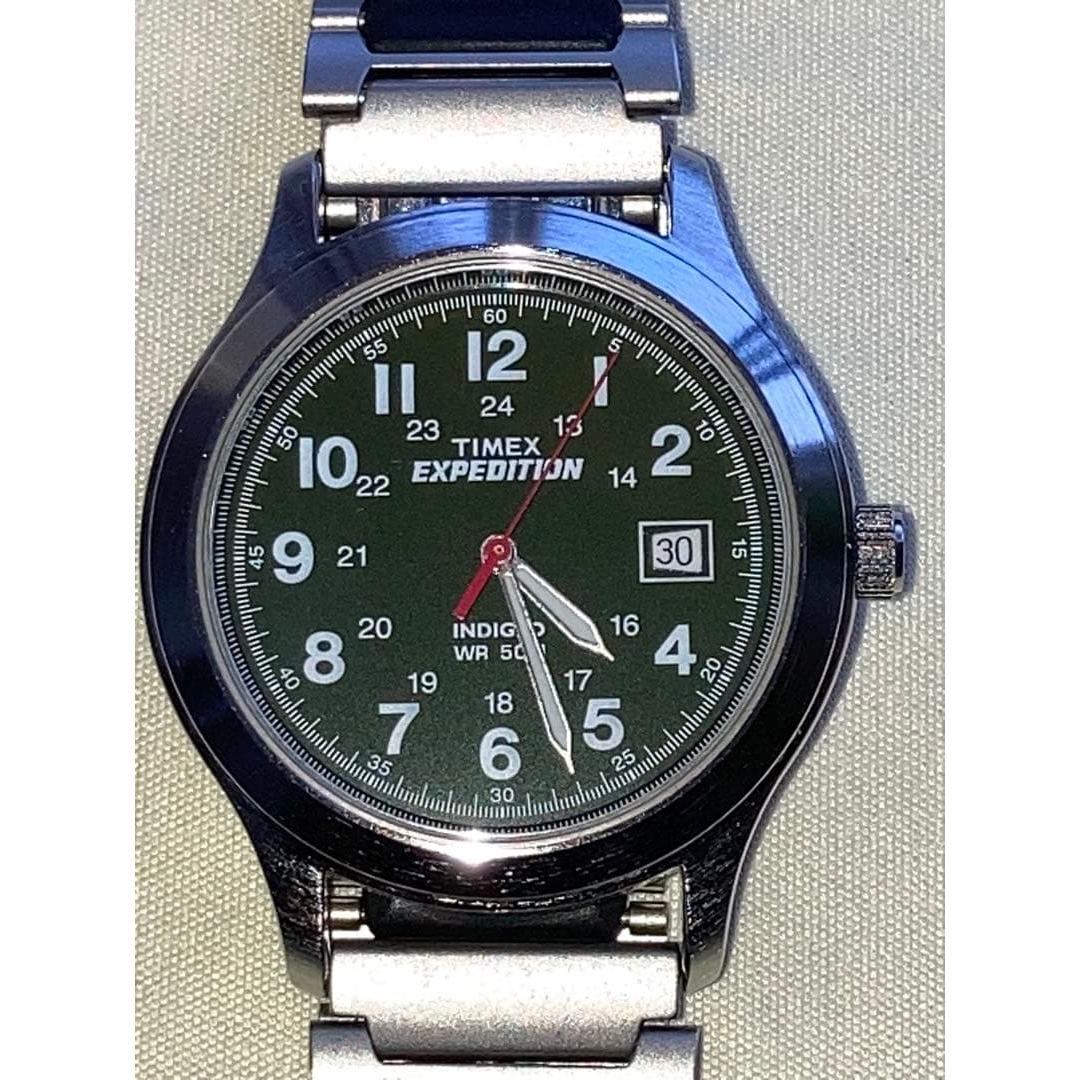 Used TIMEX Expedition Green Good condition New battery INDIGLO