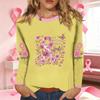 Women's Fashion Casual Long Sleeve Neck Top with Ribbon Print