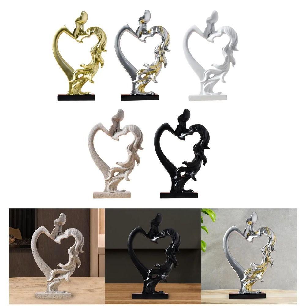 Herzform Harzfiguren Nordischer Stil Liebende Skulptur Küssendes Paar Skulptur Schlafzimmer