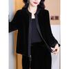 2025 Autumn/Winter Retro Gold Velvet Cardigan Jacket for Women: Stylish National Round Neck Short Top