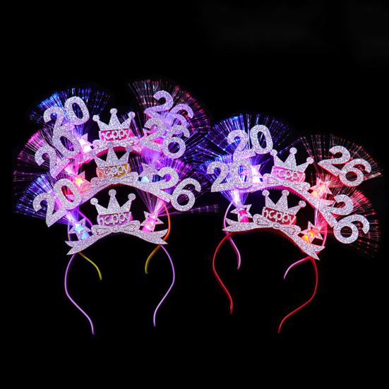 2026 Πρωτοχρονιάτικο Πάρτι Στέκα Λαμπερή LED Φωτιζόμενη Κεφαλοστολή για Χριστούγεννα Παραμονή Πρωτοχρονιάς Εορταστικές Εκδηλώσεις Πάρτι Γιορτή