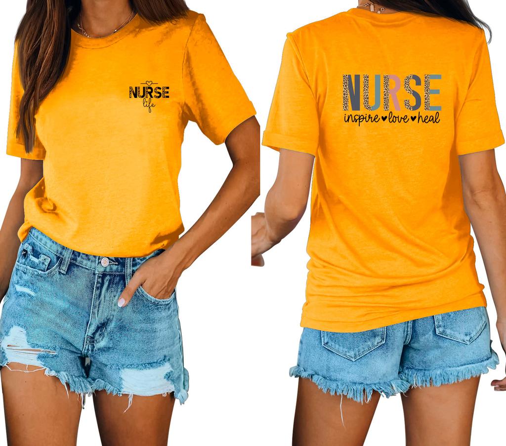 Casual fashion front and rear printing loose round neck short sleeves