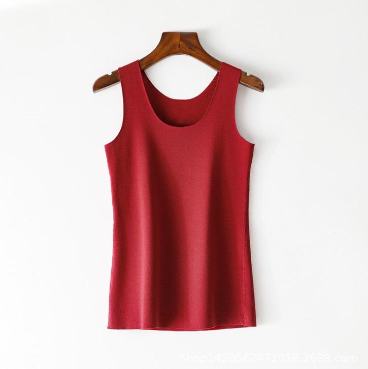 Plus Size Women's Seamless Slim Fit Warm Vest - Brushed Fabric for Autumn & Winter, High Elasticity Base Layer Top