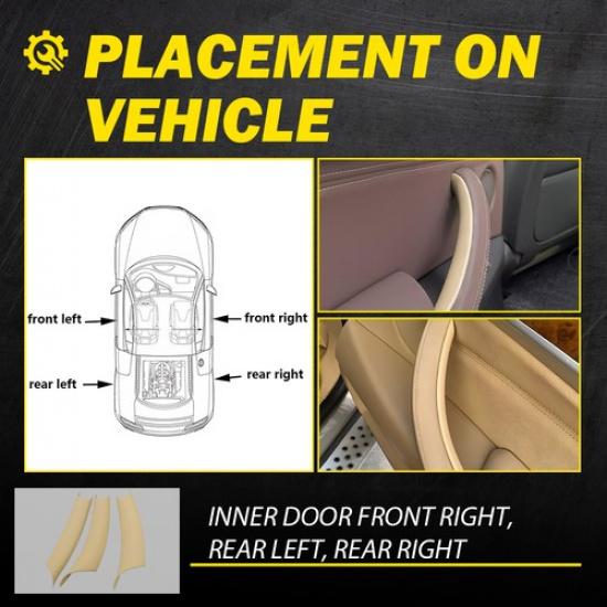 3Pcs Interior Door Pull Handle Cover Trim Beige For BMW X5 F15 X6 F16 2014-2018